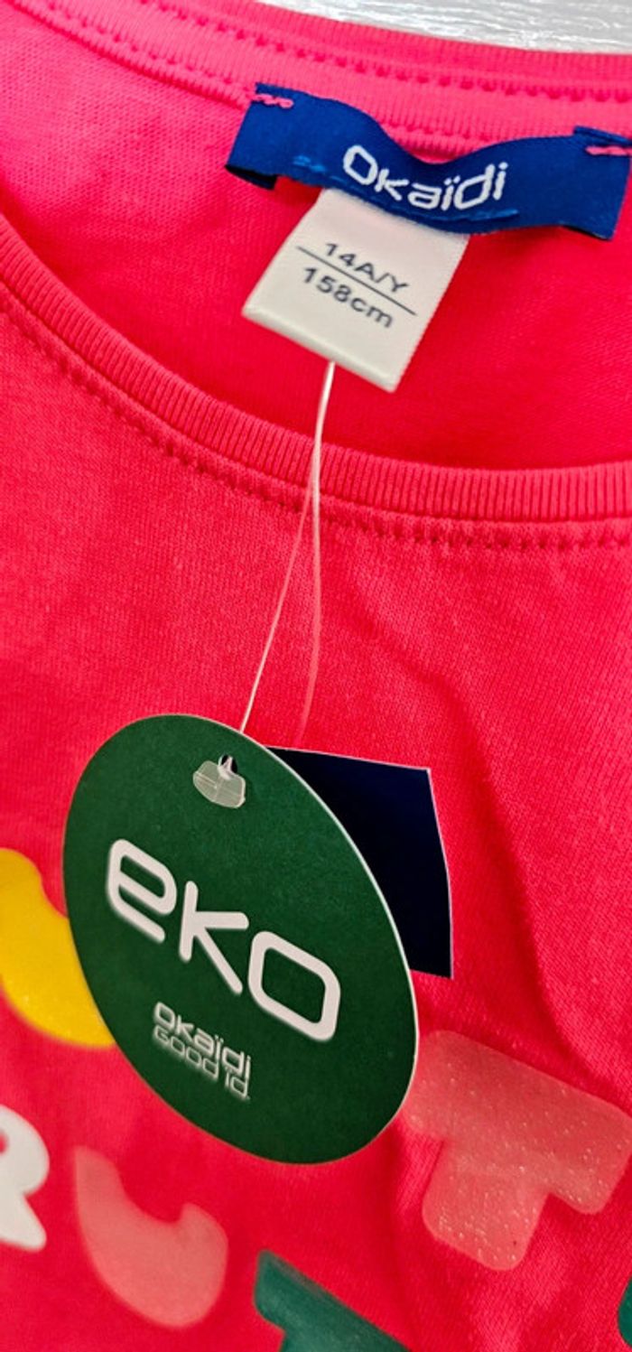 2 Tee-shirts Haut Blouse Top 100% Coton Okaïdi Taille 14 ans - photo numéro 2