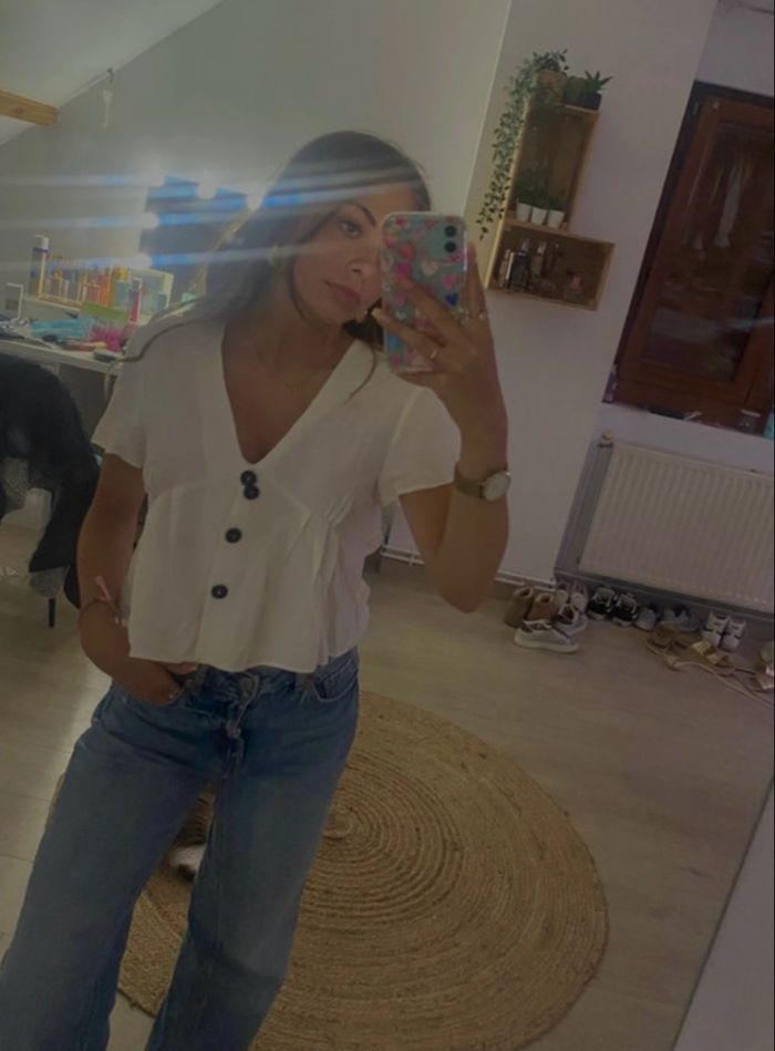 Haut blanc Zara avec boutons – Taille S