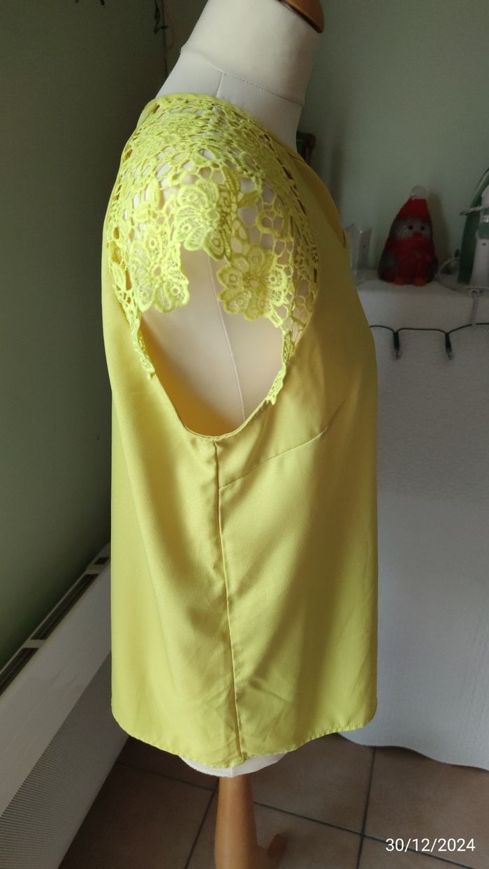 Blouse manches  dentelle  jaune - photo numéro 6