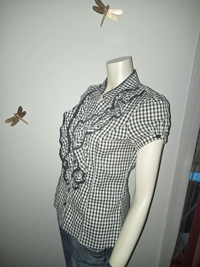 Chemise / top / blouse vichy et col jabot by Morgan taille 36 comme neuve - photo numéro 2