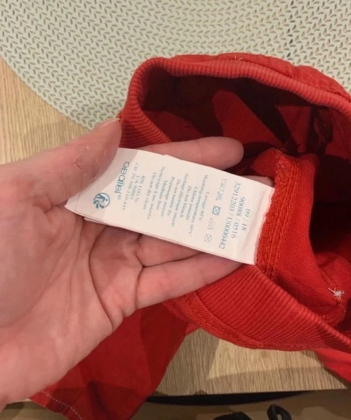 Ensemble fille pentalon rouge et haut bleu - 12mois - obaibi - photo numéro 11