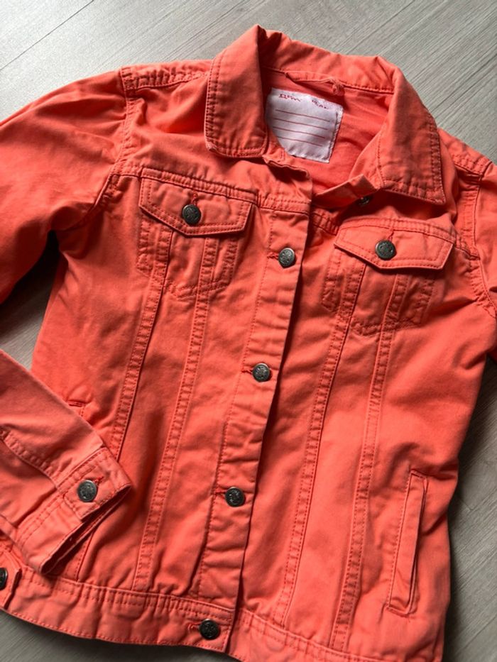 Veste en jean orange corail fille - photo numéro 2