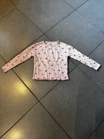 T shirt / Maillot de corps manches longues à lignages - Tex - Cœurs - Rose - 5/6 ans W