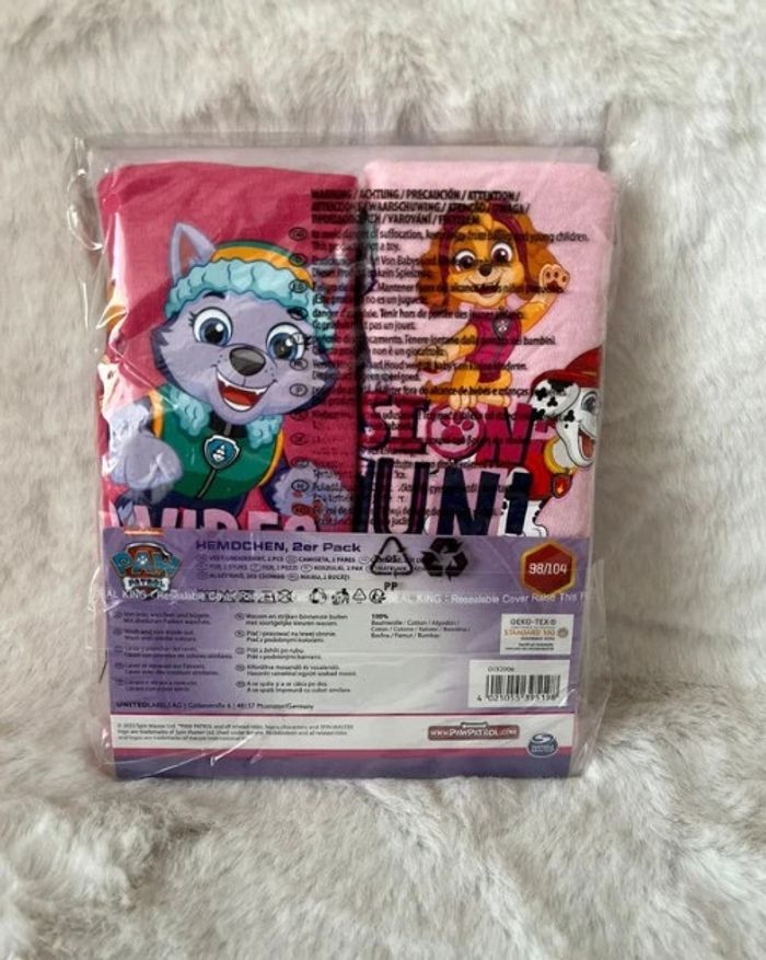 Lot 2 débardeurs, Tshirts, maillots de corps pat patrouille, paw patrol 3/4 ans - photo numéro 2