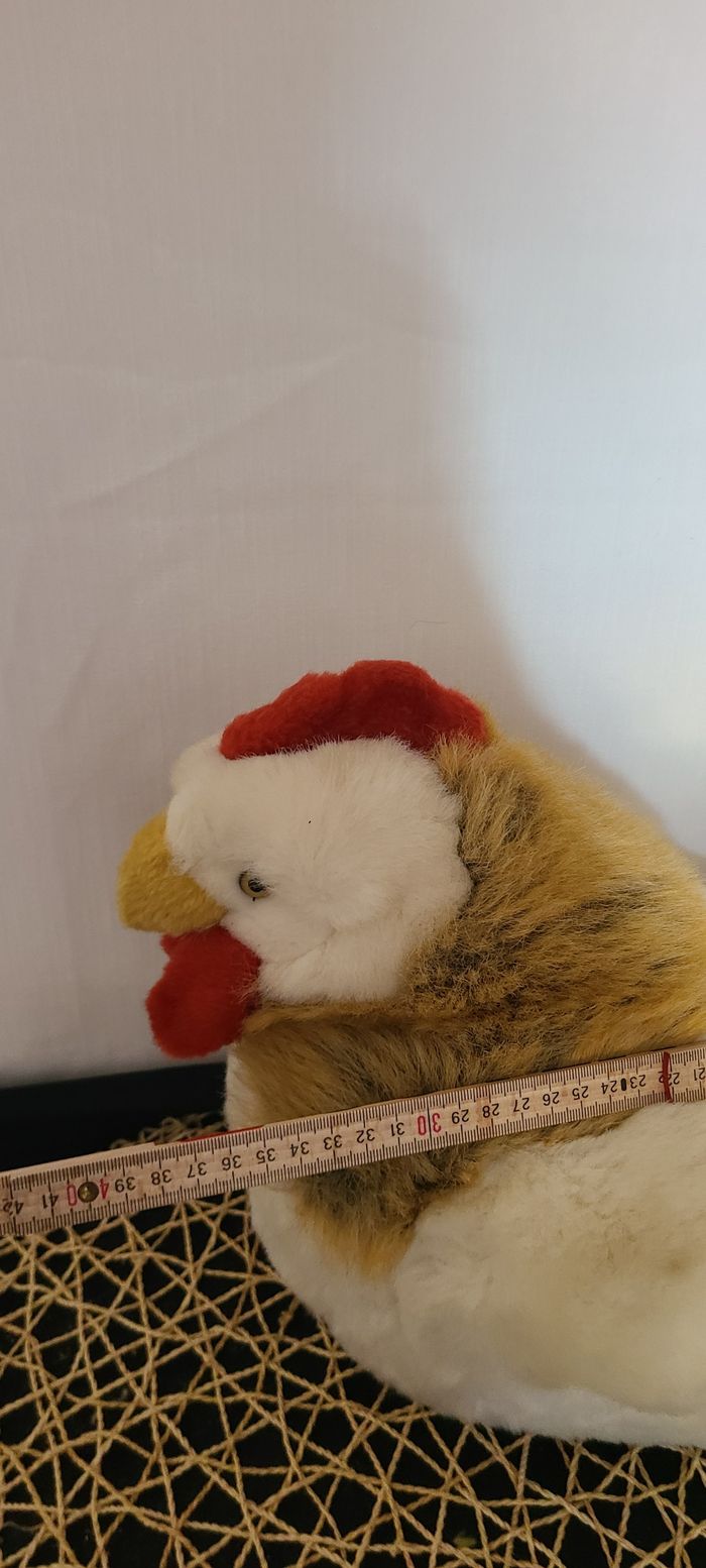 poule coq range pyjama doudou blanc rouge marron peluche ancien vintage non lavé nounours - photo numéro 4