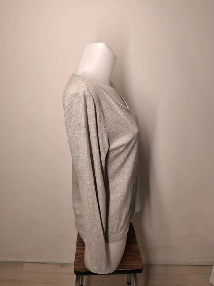 Pull col V Tommy Hilfiger Femme Taille L Gris - photo numéro 4