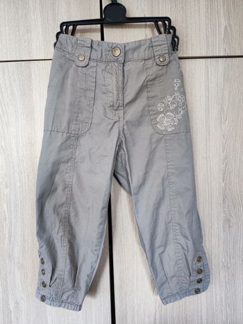 Pantalon toile cargo gris brodé 5 ans