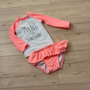 Maillot de bain 2 pièces anti UV fille kiabi 12-18 mois rose flashy