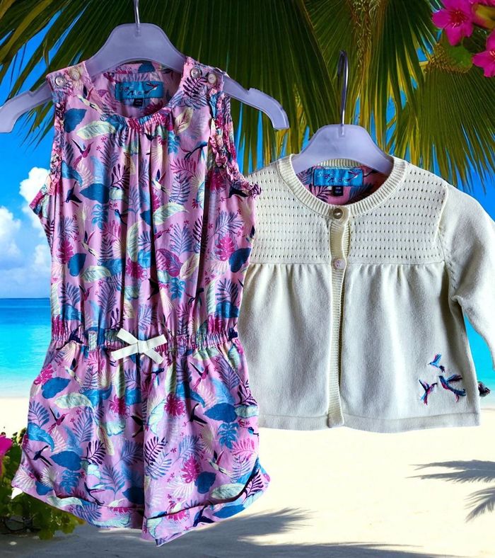 SERGENT MAJOR - 2P FILLE - COMBISHORT IMPRIMÉ TROPICAL AVEC GILET ASSORTI 3A - photo numéro 3