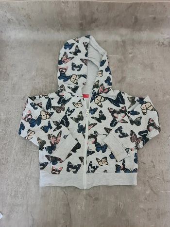 Veste mégère papillons  grises fille 4 ans tissaia