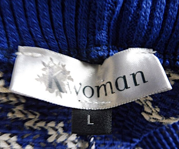 Gilet femme ajouré bleu et blanc. Manches chauve souris. K Woman. Taille L (42). - photo numéro 4