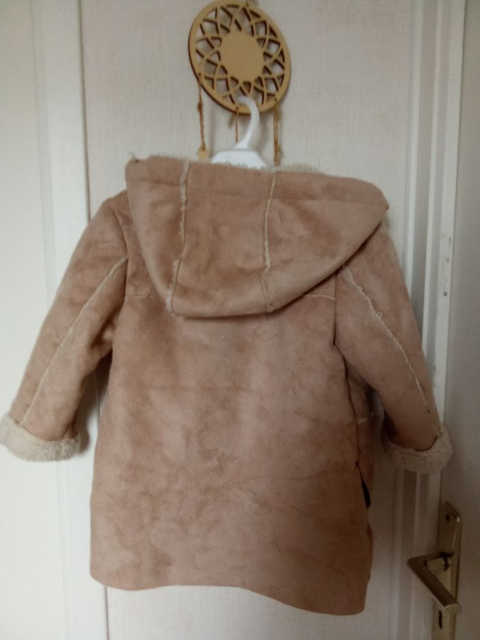 Manteau Verbaudet fille 2 ans, 24 mois, Daim, doublure amovible, beige, blanc, chaud - photo numéro 2