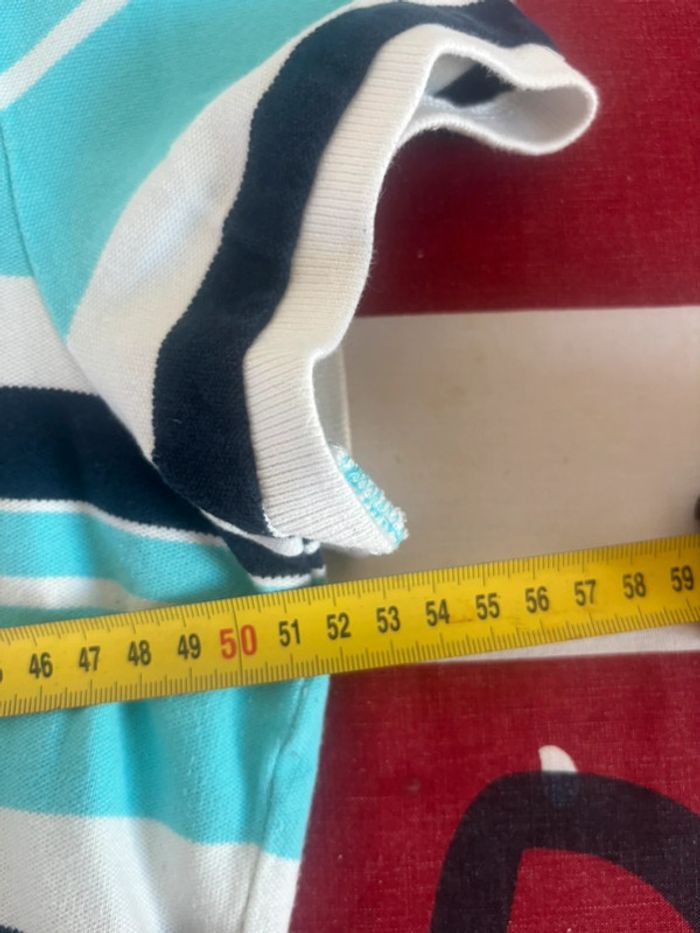 Polo Tommy Hilfiger taille L/XL blanc liserés bleu col V ouvert - photo numéro 11