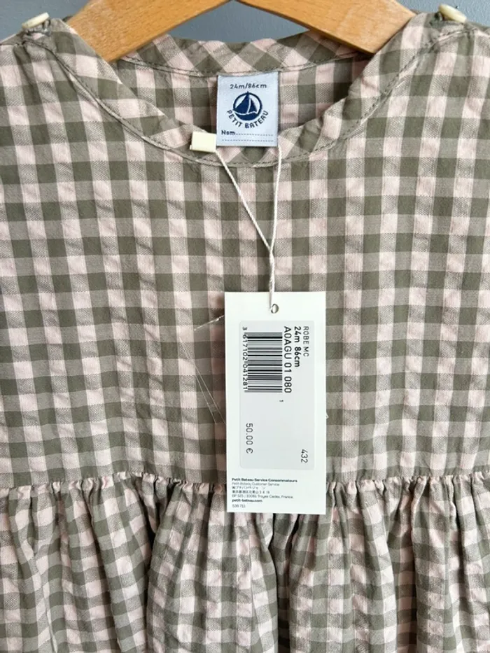 Robe à carreaux Petit bateau fille 24 mois neuve - photo numéro 2