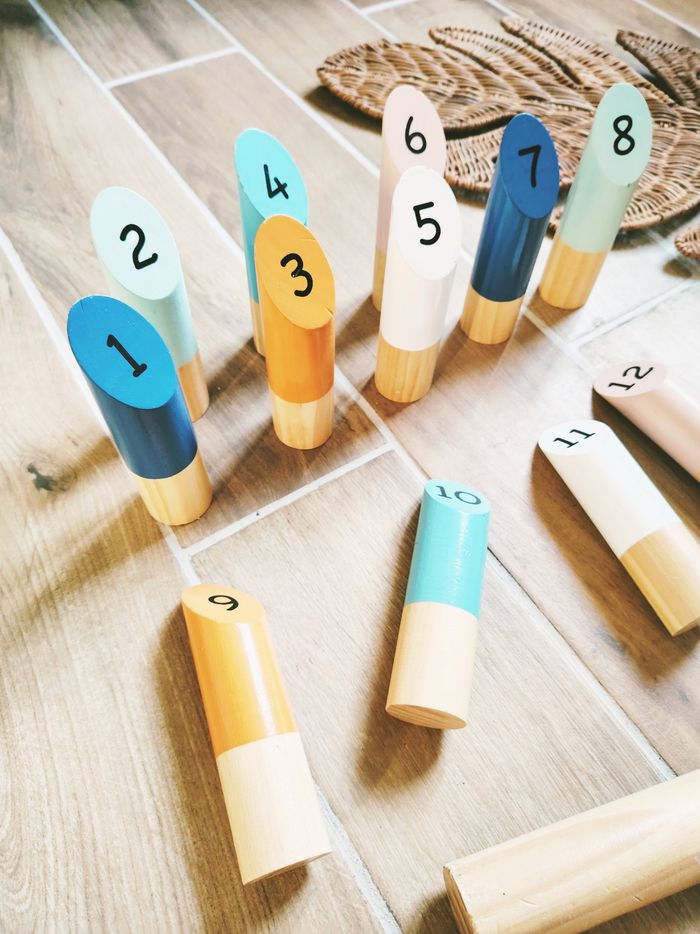 🎳 Lot de quilles Finlandaise en bois numérotées marque Vertbaudet - photo numéro 2