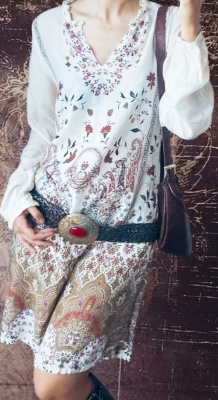 Robe bohème fleurie cottage vintage 70s - photo numéro 3