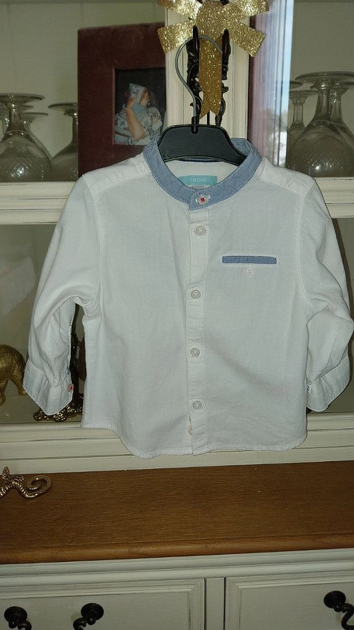 Chemise col mao/ tunisien blanche 100%coton Obaibi neuve 12 mois