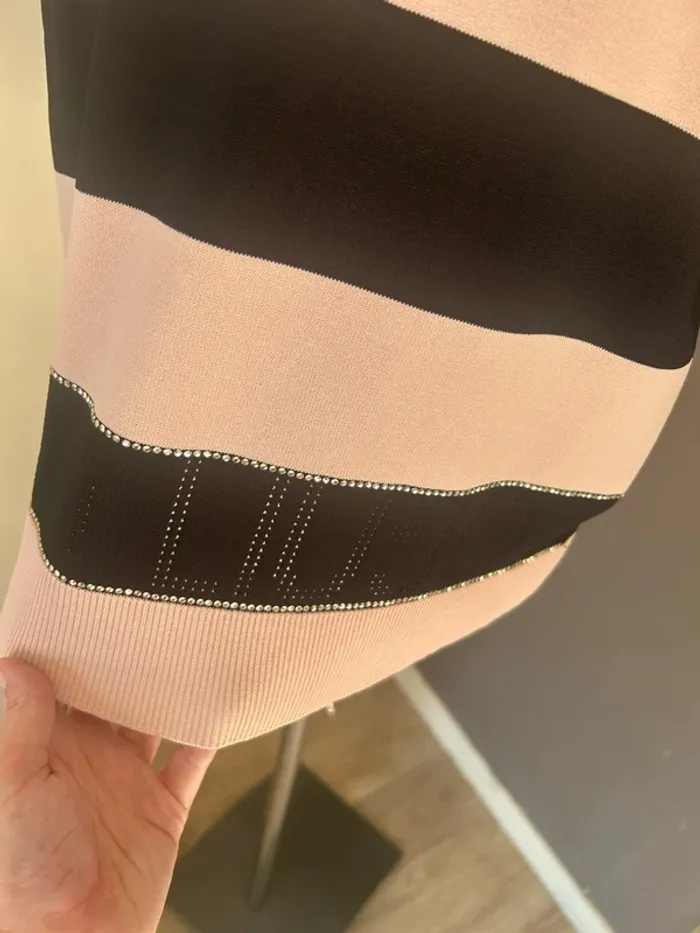 Lui Jo maille pull rayé rose et noir taille L/40 - photo numéro 4