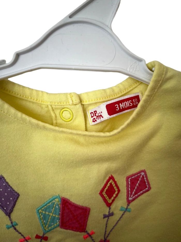 T-shirt manches longues jaune clair - DPAM 3 mois (60cm) - photo numéro 3