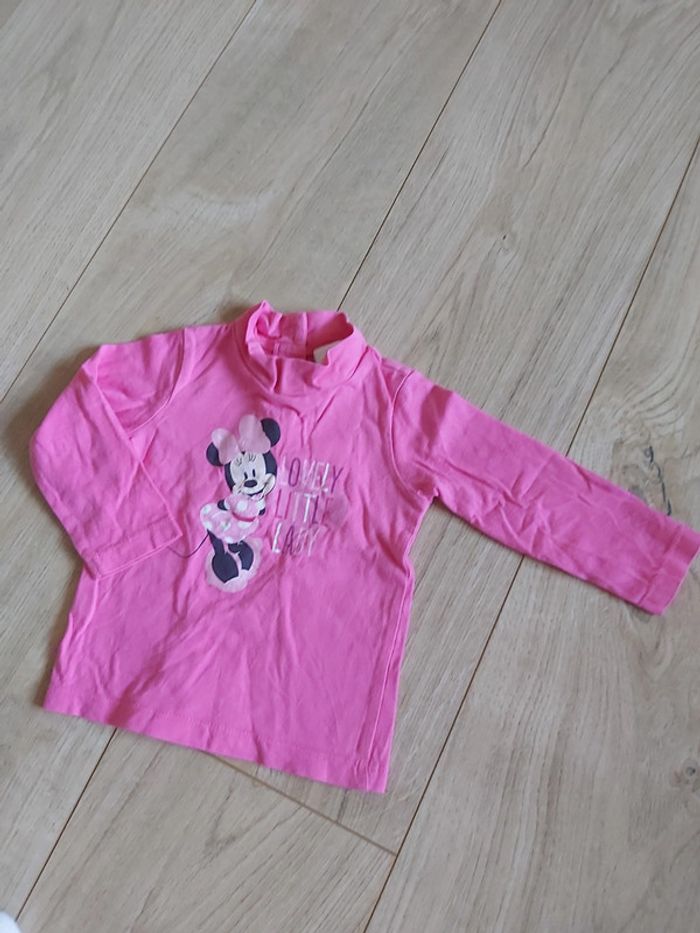 Tee-shirt col montant ML Disney Minnie 6 mois comme neuf (78)
