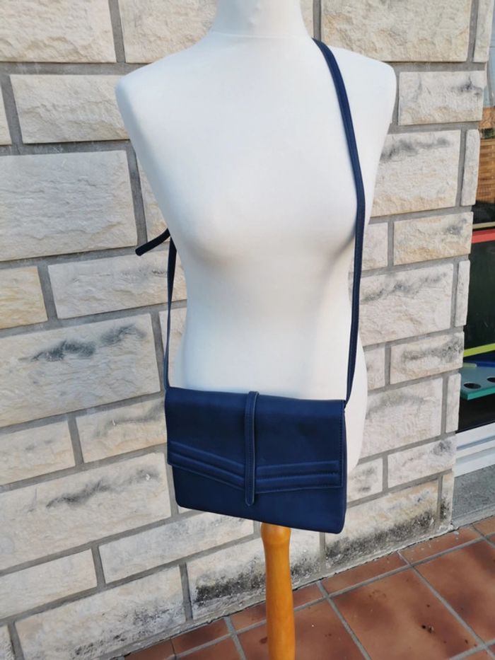 Sac à main chic bandouliere bleu camaïeu très bon état - photo numéro 5