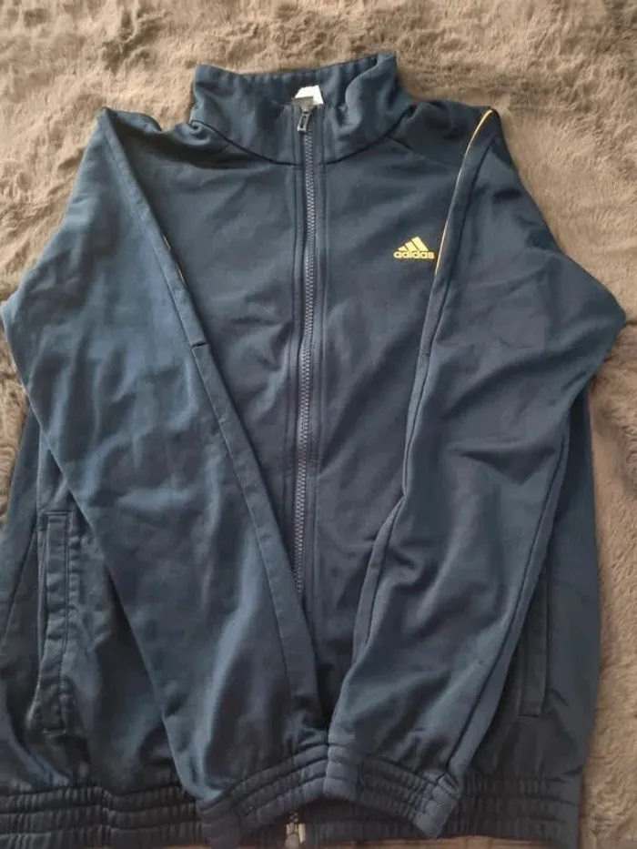 Veste zippé Adidas bleu, 12/13 ans Enfant - photo numéro 3