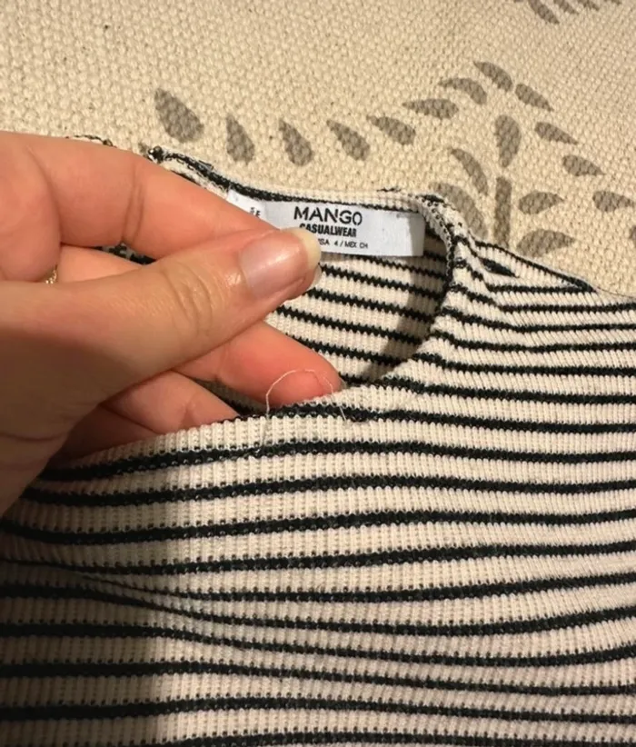 Pull court mango rayures noir blanc S - photo numéro 5