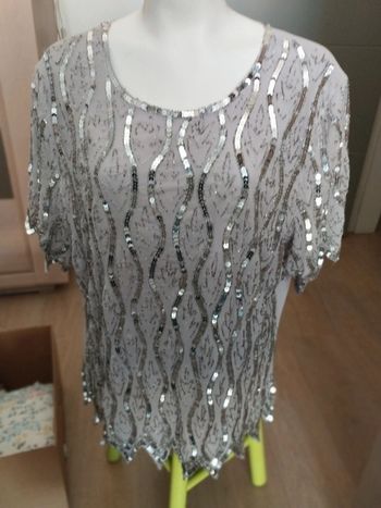 Tunique longue femme taille 46 argenté mauve