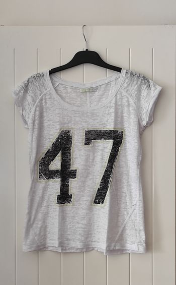 T-shirt femme S blanc/noir – motif nombre