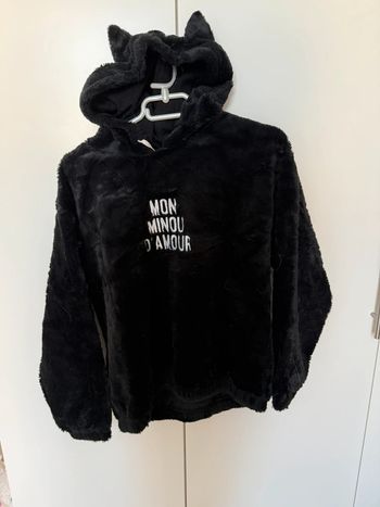 Sweat fausse fourrure avec capuche oreilles chat