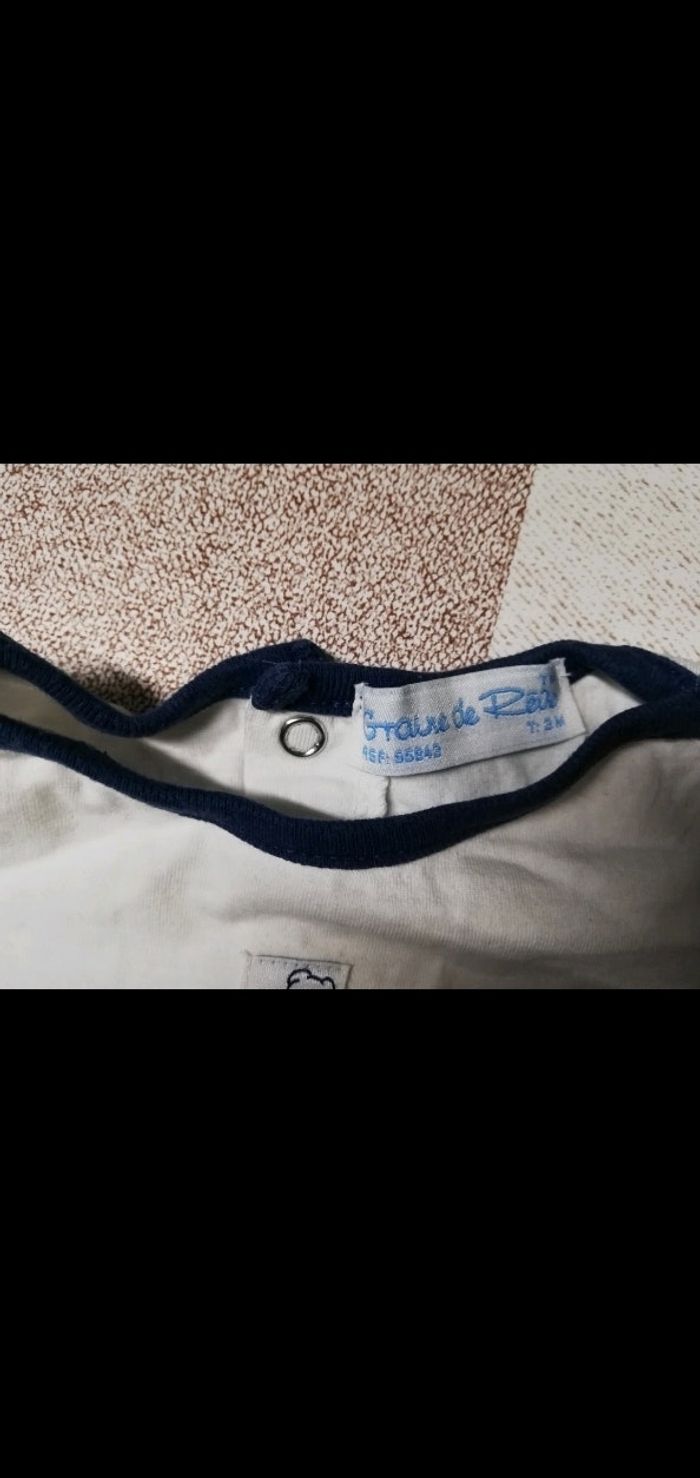 Tee shirt 3 mois manches longues marin - photo numéro 2