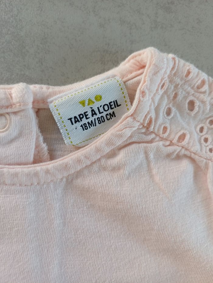 Blouse / tee-shirt manches longues rose TAO 18 mois - photo numéro 2