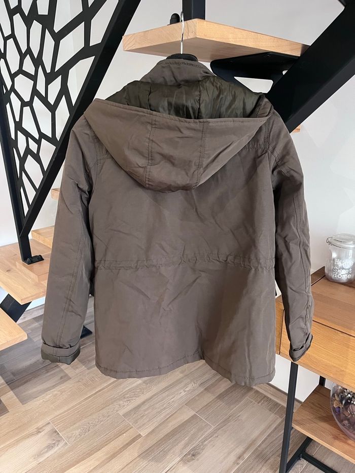 Manteau parka hiver kaki et doré capuche - photo numéro 3