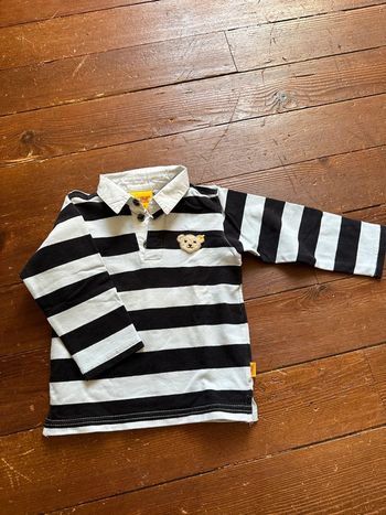 Polo Steiff manches longues rayé noir et blanc 12 mois