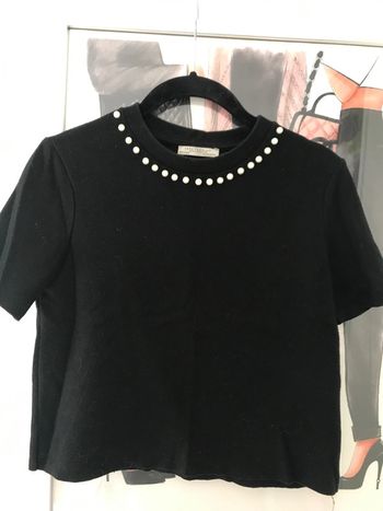 Top court côtelé perles Zara S