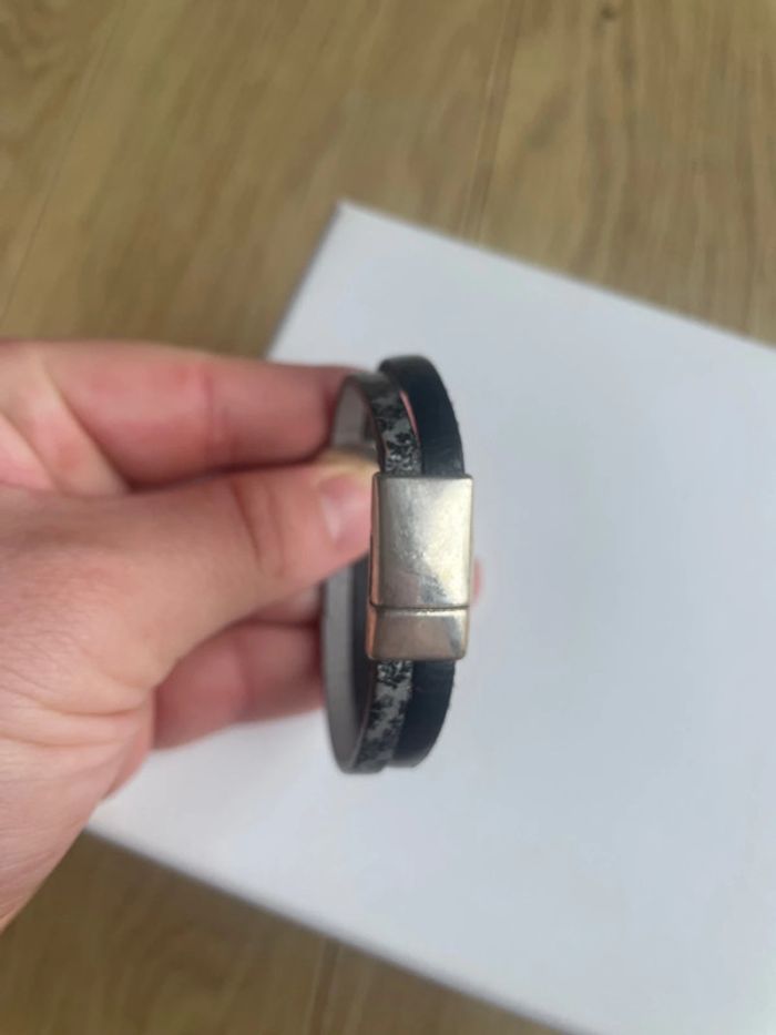 Bracelet jonc deux rangs cuir magnétique arbre de vie - photo numéro 4