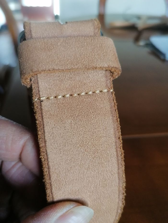 Ceinture Lascoste croûte de cuir marron clair - photo numéro 3