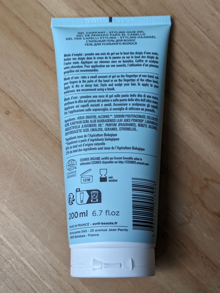Gel coiffant Avril certifié Bio 200ml - photo numéro 2