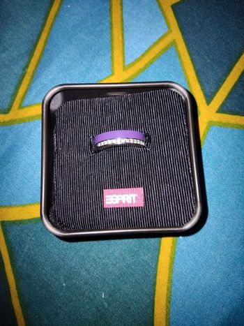 Bague anneau femme chrome acier argent strass violet