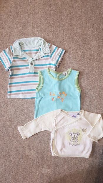 Lot de 3 hauts mi saison été garçon 1mois