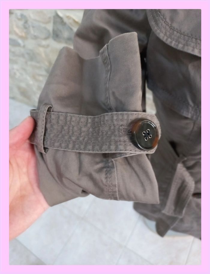 Trench-coat court Piazza Italia gris/taupe cintré - Taille S - Style chic décontracté - photo numéro 11