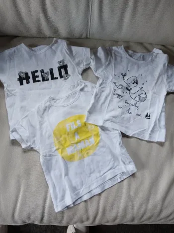 Lot de 3 tee-shirts manches courtes en coton 9 mois