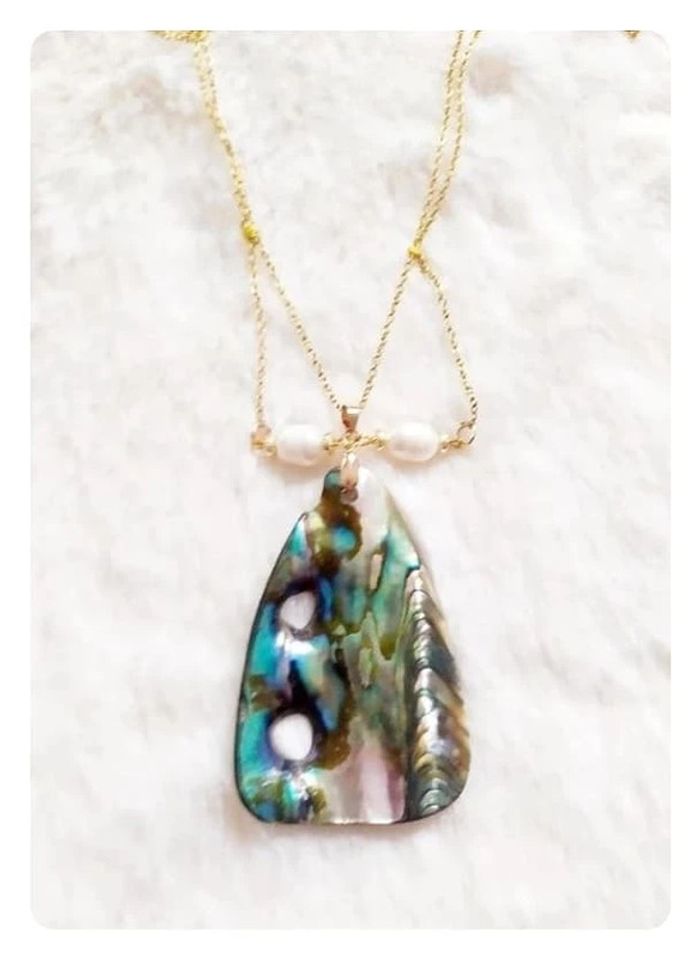 Collier sautoir en nacre véritable avec perles d'eau douce - photo numéro 2