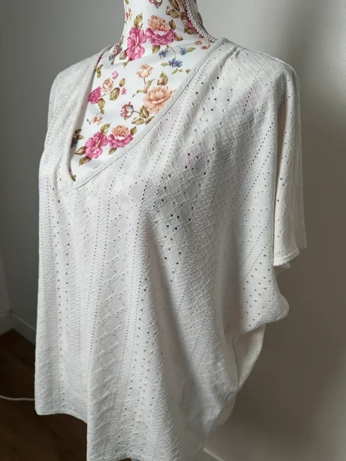 Haut ajouré blanc Promod oversize - photo numéro 2