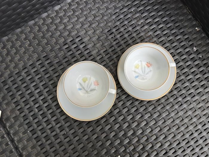 Lot de 2 tasses et 2 sous tasse en porcelaine de Limoges France fabrication bernardaud motif rêverie