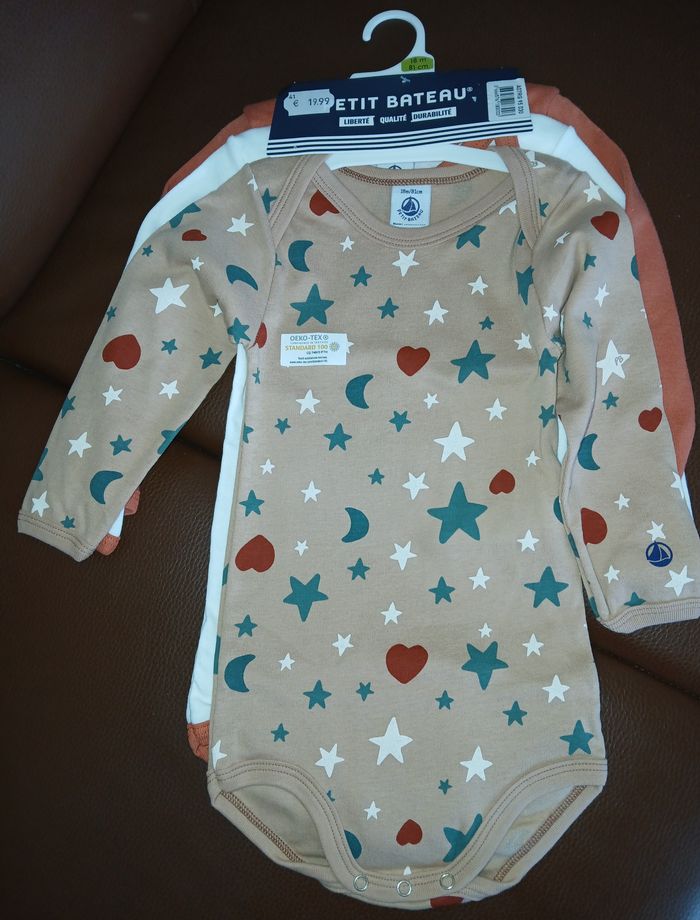 lot de 3 bodies manches longues garcon petit bateau 18 mois