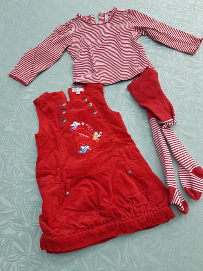 Ensemble t-shirt robe et collants fille 12 mois