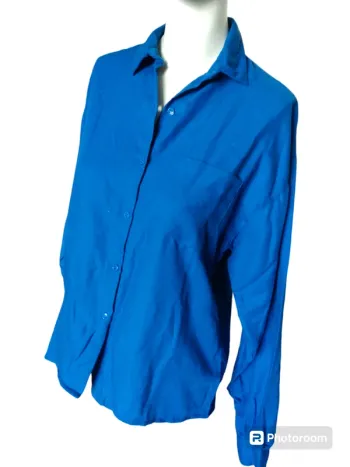 Chemisier chemise top tunique printemps automne bleu électrique roi vintage mixte