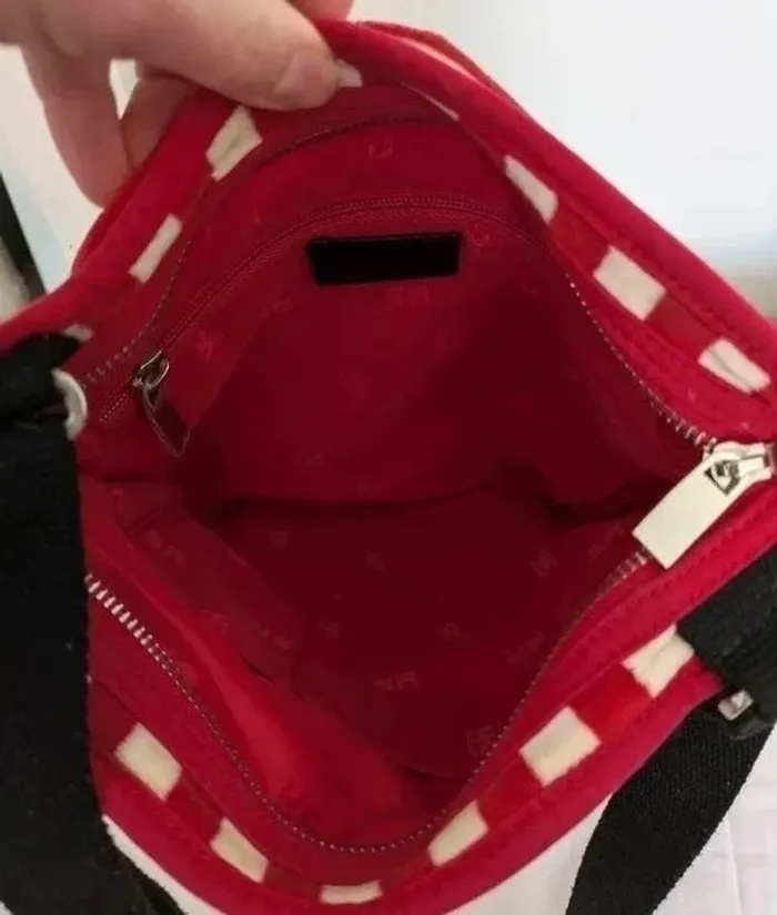 Sac à bandoulière en velours blanc et rouge - Sonia Rykiel - photo numéro 5