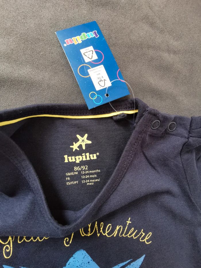 tee-shirt bleu - Lupilu - 18 mois - photo numéro 3